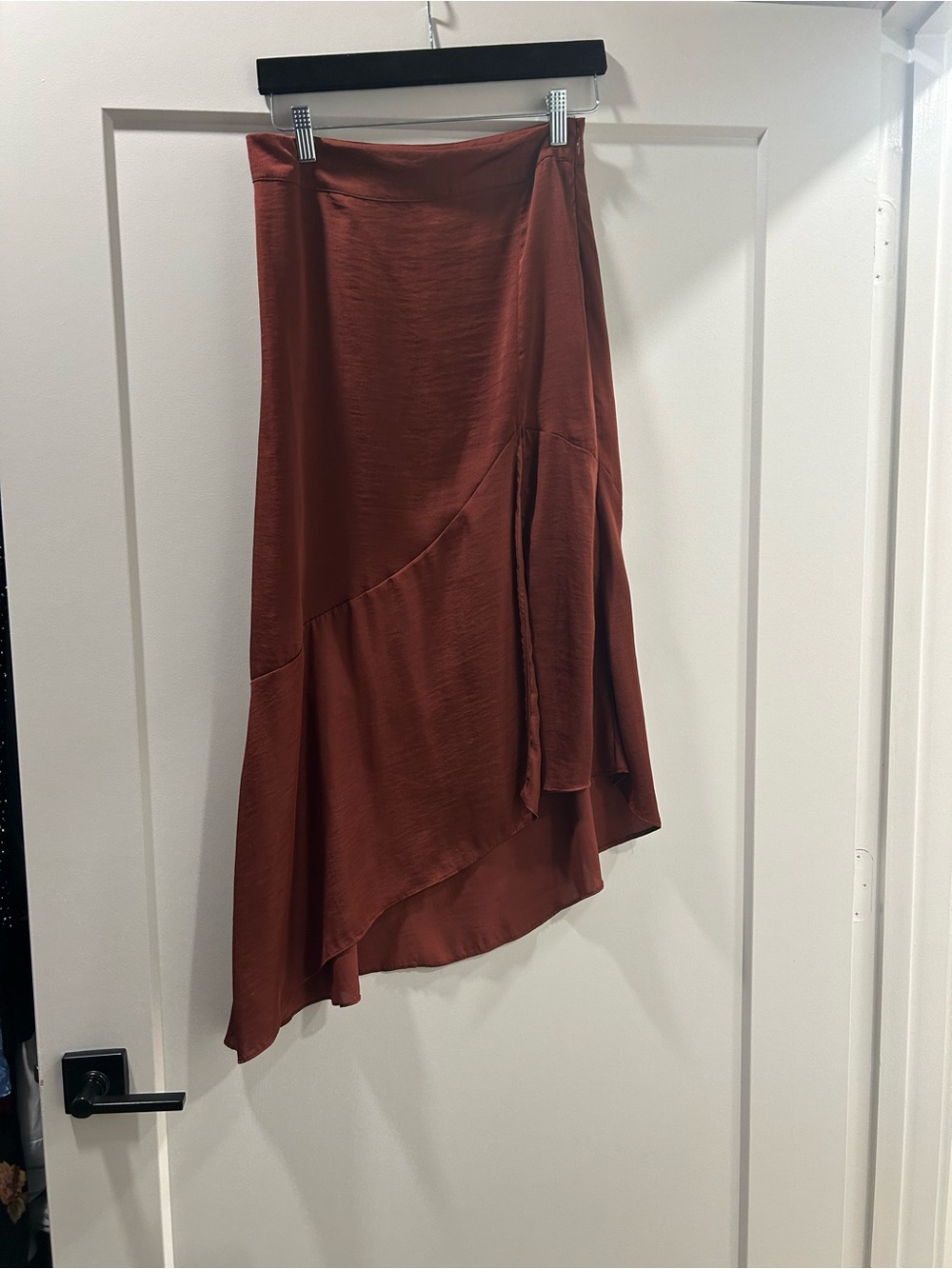 Free People Rust Asymmetrical High-Low Midi Skirt